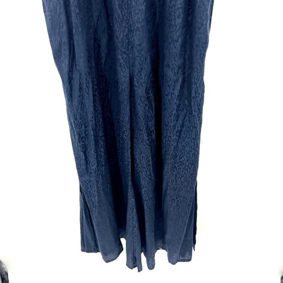 NWT Anthropologie Maeve Navy Blue Leopard Print Satin Wide Leg Jumpsuit Small - Picture 3 of 9
